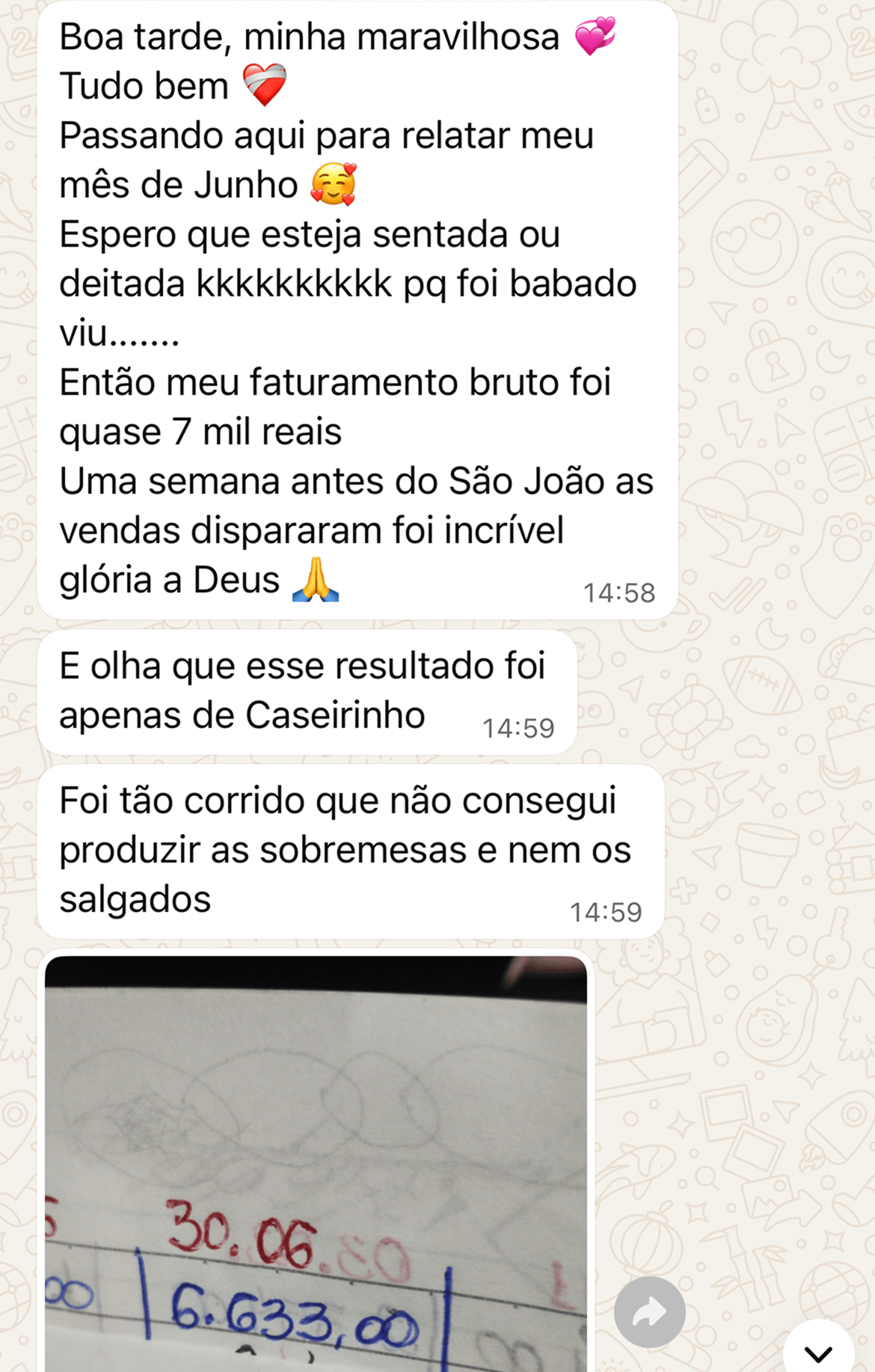 R$7.000 no mês somente com os bolos caseirinhos!